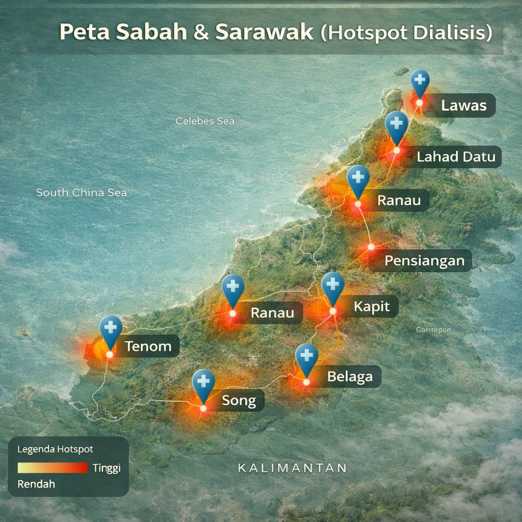 Peta Sabah & Sarawak (Hotspot Dialisis)